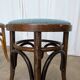Pair of Vintage Bentwood Stools / Thonet Style / Upholstered Seat in Blue