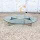 Table basse brutaliste avec base en acier et plateau en verre des années 70