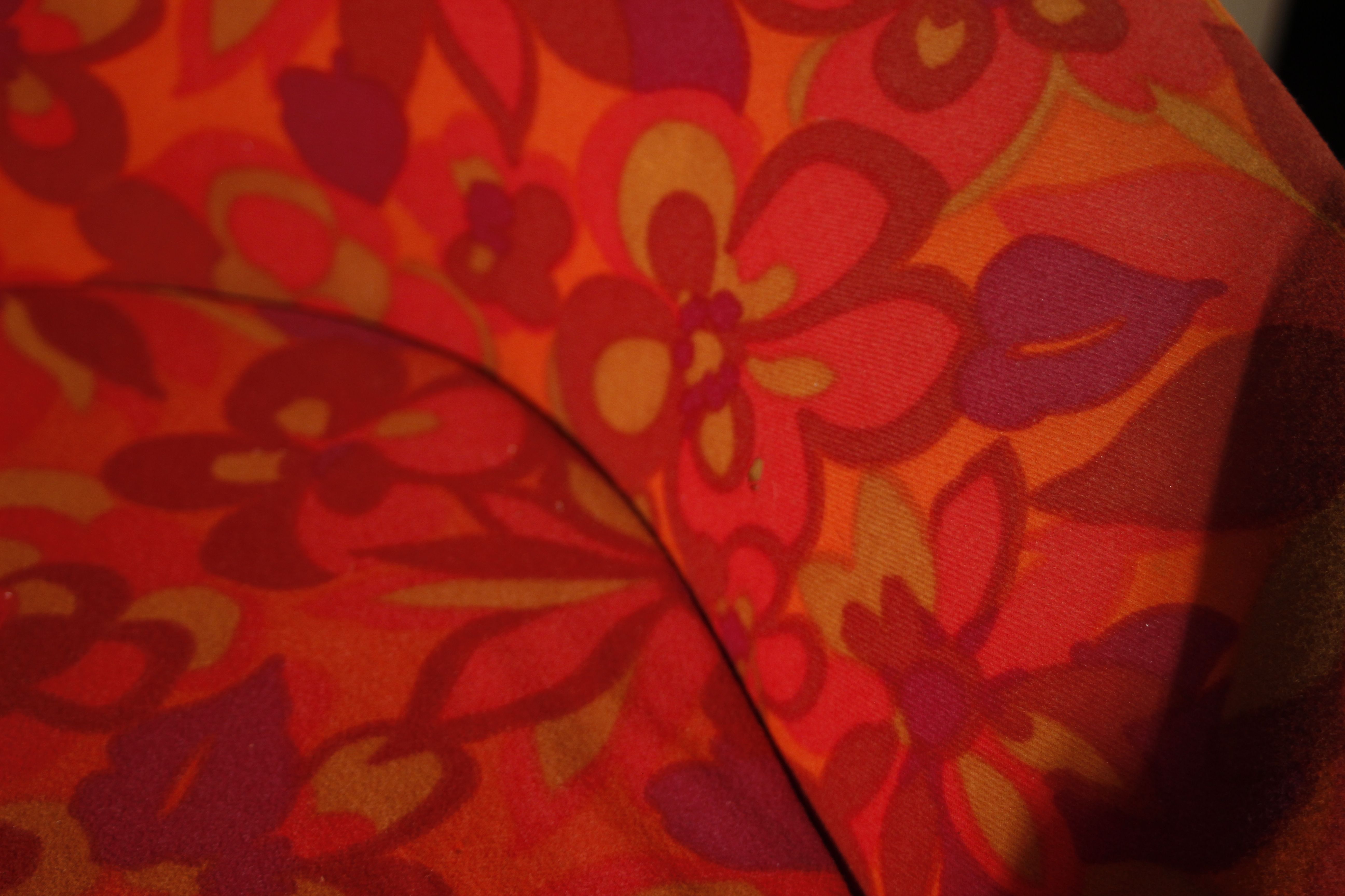 Vintage hull chair, multi-coloured floral fabric, Germany 1970s