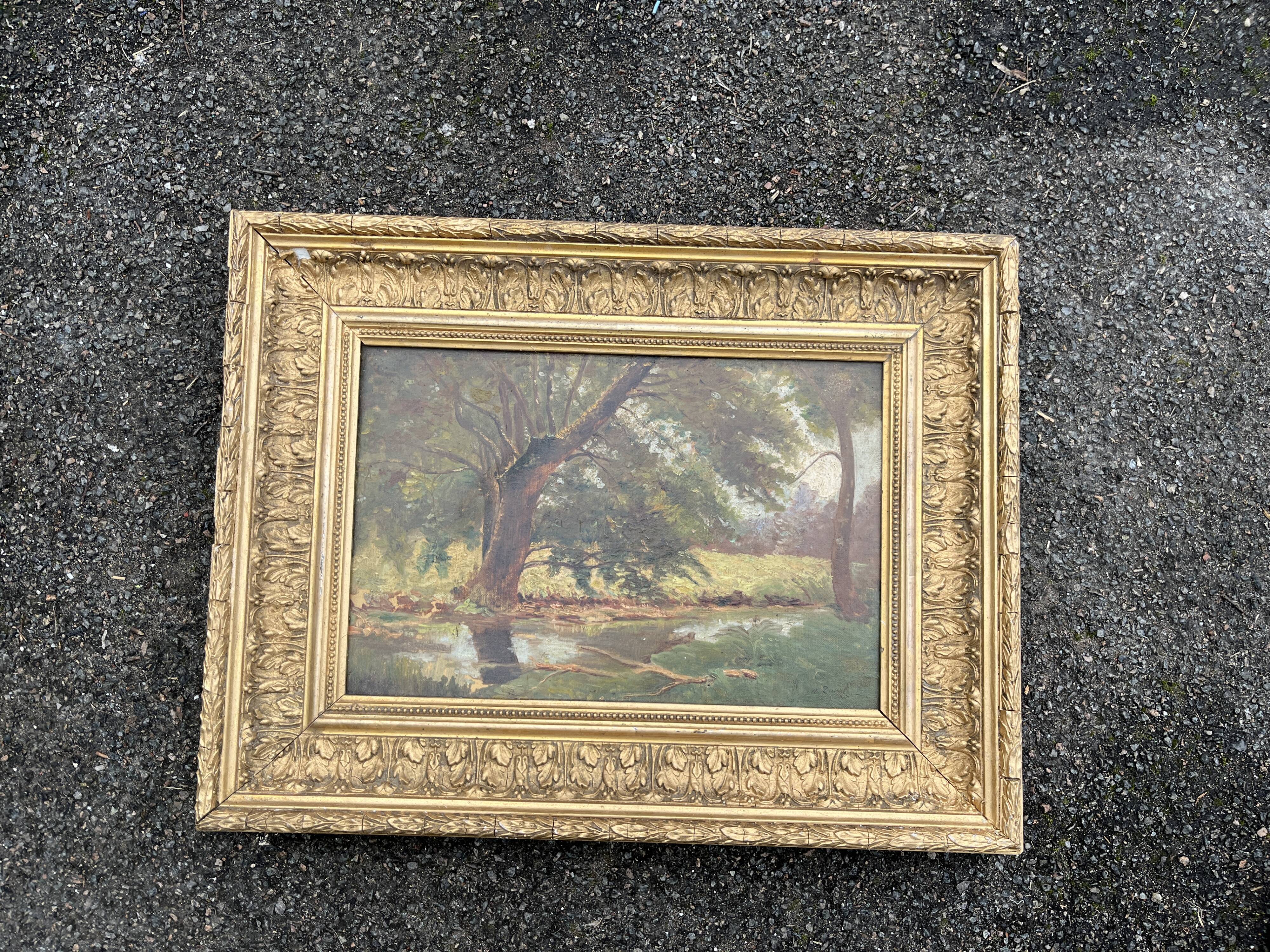 Impressionist Landscape Painting, A. Duval 1907 - Golden Frame