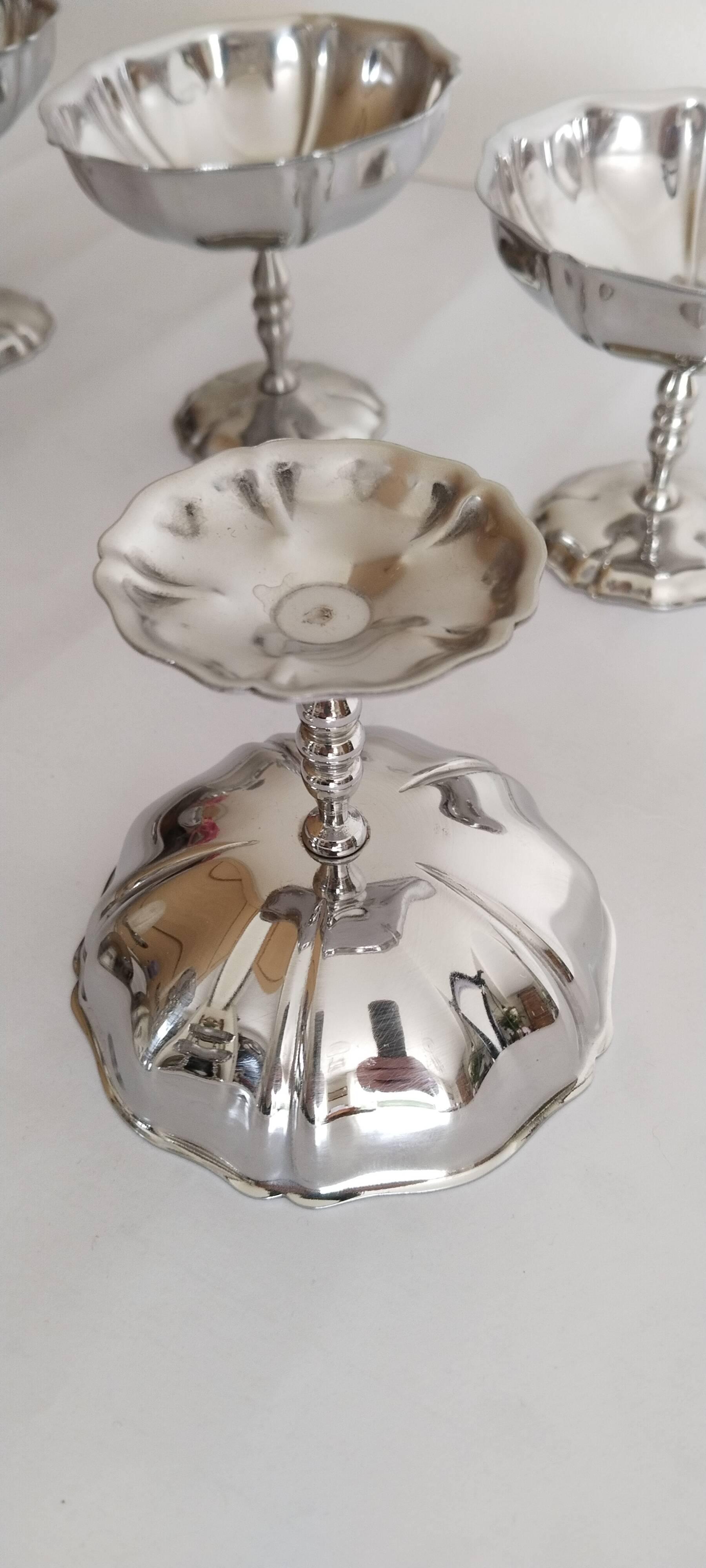 Coupes à glace ou sorbet sur pied, vintage, en inox 18/10 (ref20)