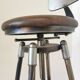 Vintage Handmade Metal Bar Chair: Adjustable Height Leather Swivel Seat