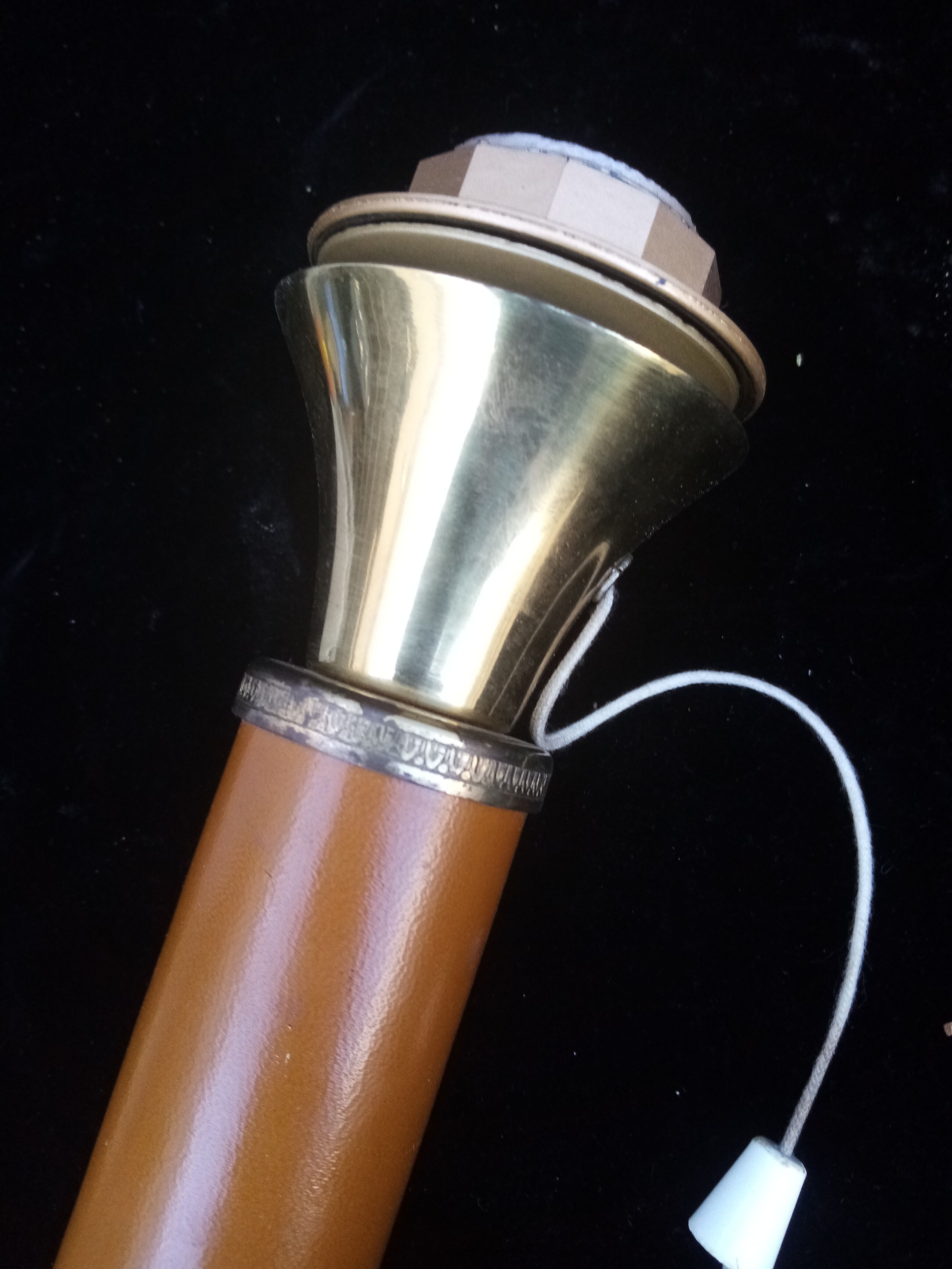 Old foot lamp leather and brass