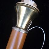 Ancien pied de lampe cuir et laiton