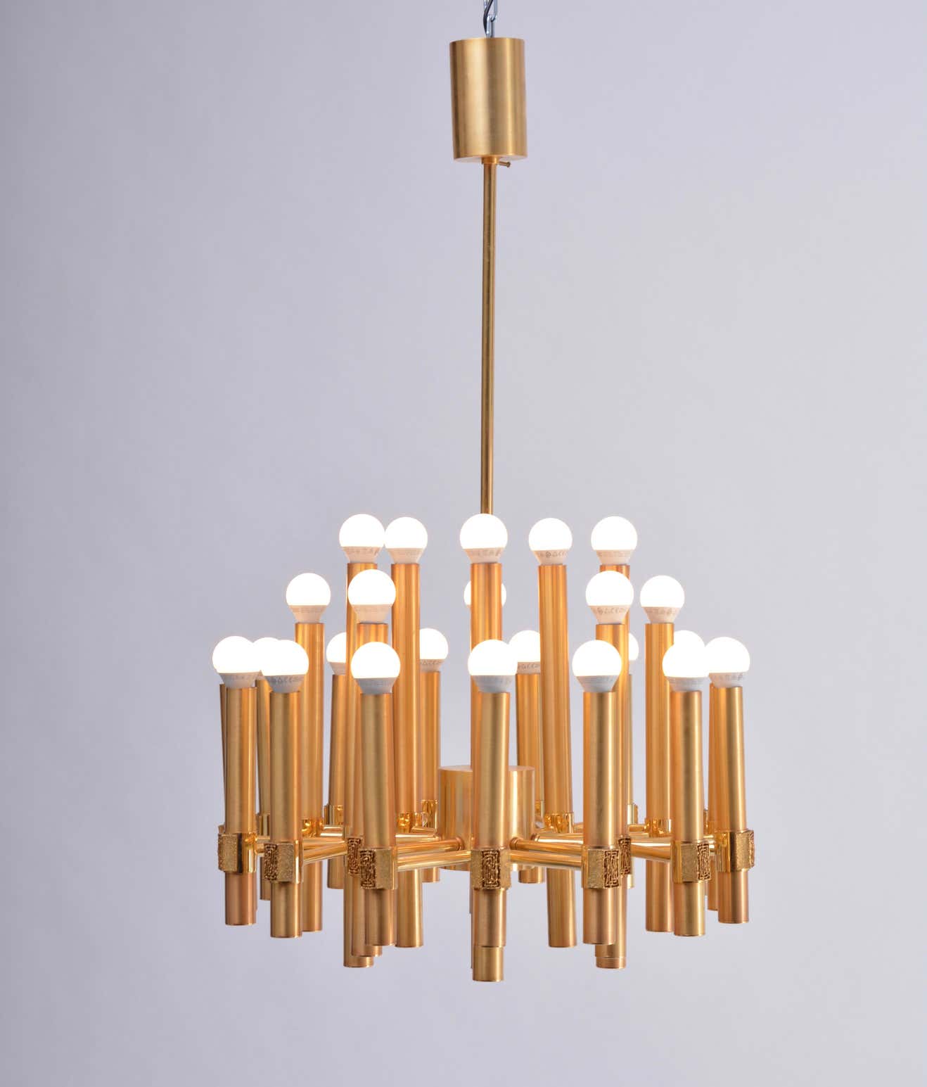 Golden chandelier by Angelo Brotto for Esperia Italia