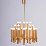Golden chandelier by Angelo Brotto for Esperia Italia