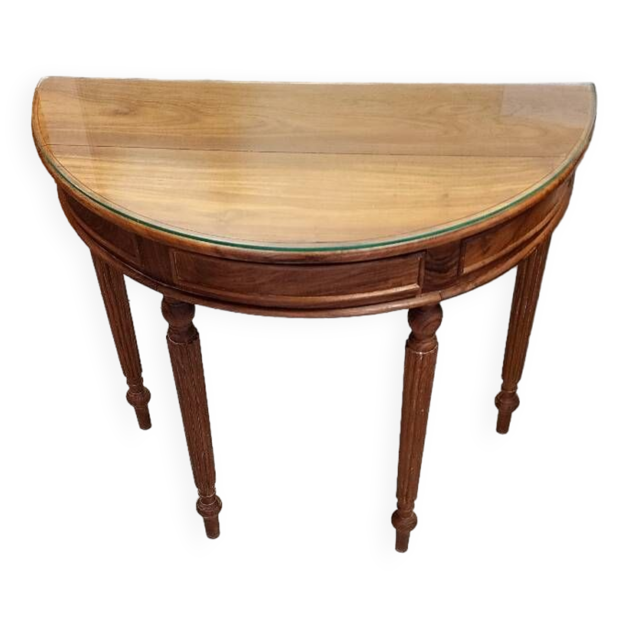 Half-moon console with glass top