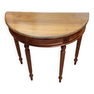 Half-moon console with glass top