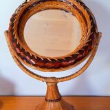 Miroir psyché en rotin 70s