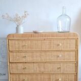 Vintage rattan chest of drawers