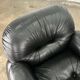 Okay armchair by Adriano Piazzesi in black leather with ottoman