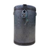 Round box industrial metal barrel with solid padlock