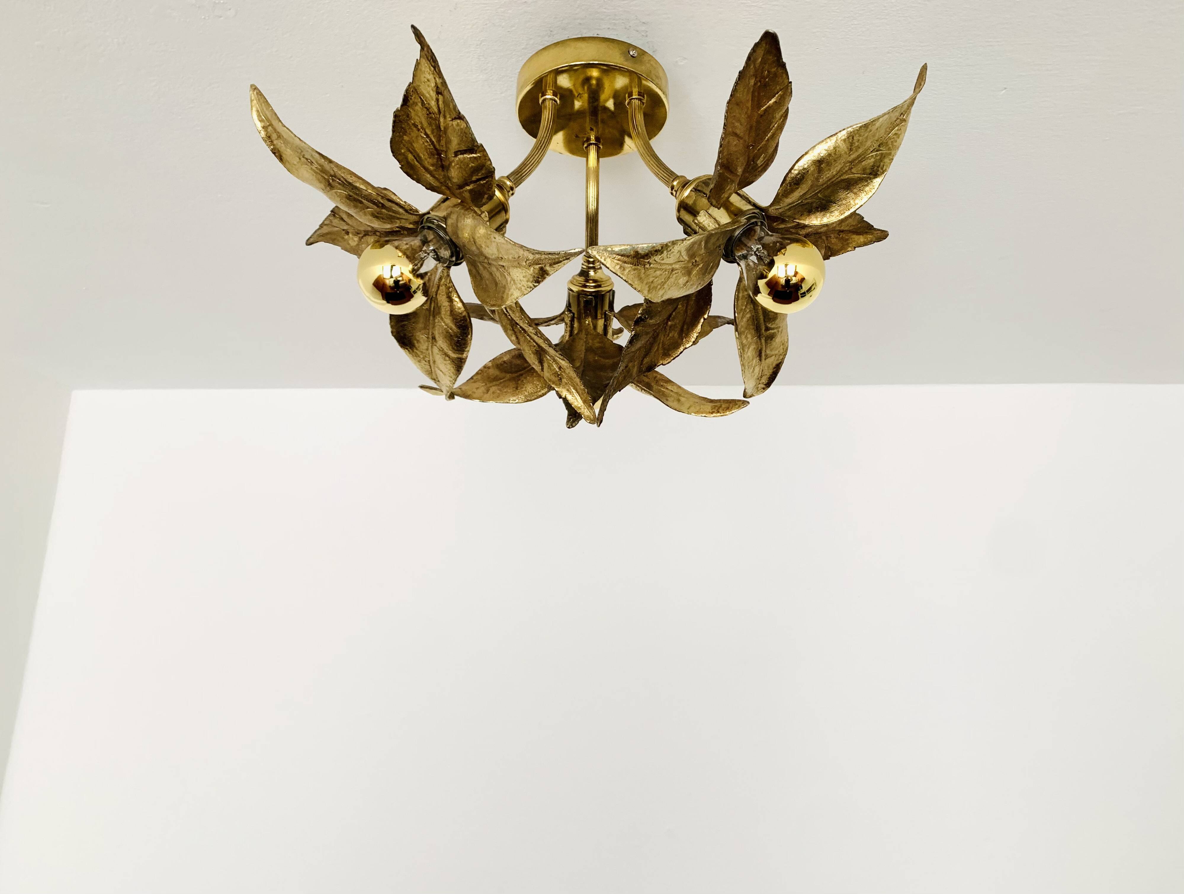Floral Hollywood Regency Flush Lamp by Willy Daro for Massive