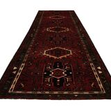 Tapis de couloir vintage en laine rouge à motifs géométriques, style oriental des années 1960