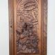 Old carved wooden door panel bas relief hunting scene (oak)