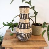 Vintage Handwoven Vase, Grass Home Decor, Straw Interior Design, Handmade