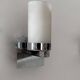 Paire d'applique vintage moderniste, chrome et verre sablé, France 1980