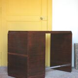 Vintage desk, wooden Art Deco desk from the 1930s, desk with drawers.