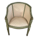 Antique Bergère armchair in Louis XVI style - Beige geometric fabric