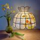 Vintage mother-of-pearl and brass lampshade pendant light with flower decorations