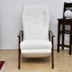 Fauteuil avec repose-pieds rabattable en Bouclé blanc crème, années 1960