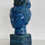 Aldo Londi for Bitossi Kwan Yin Buddha Rimini Blu, Italy, 1970s