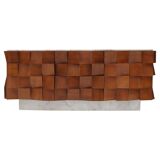 Brutalist Style Sideboard In Solid Wood and Siena Marble
