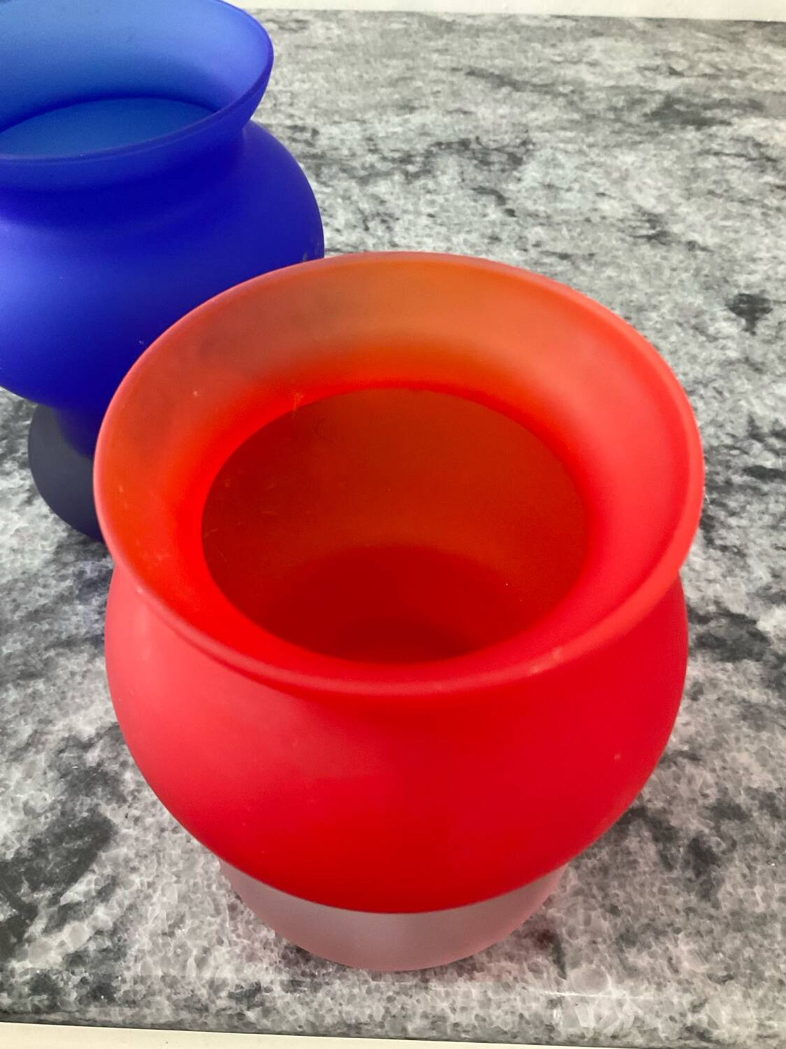 Pair of vintage frosted glass vases