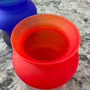 Pair of vintage frosted glass vases