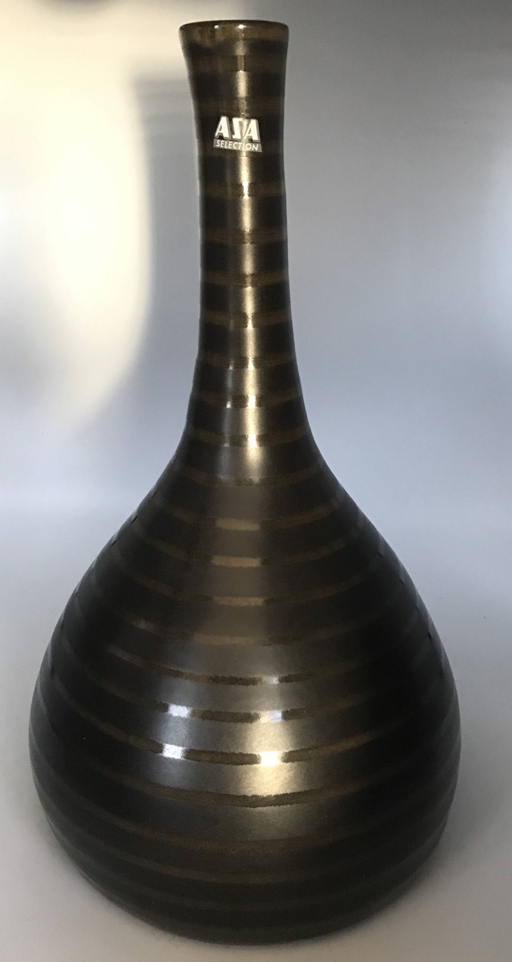 Vase in glazed ceramic with brown and brown striped design by asa sélection