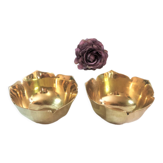 Set of 2 brass cups lotus flower shape