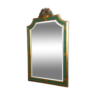 Miroir vintage vert et doré, 88x52 cm