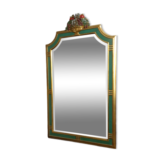 Green and gold vintage mirror, 88x52 cm