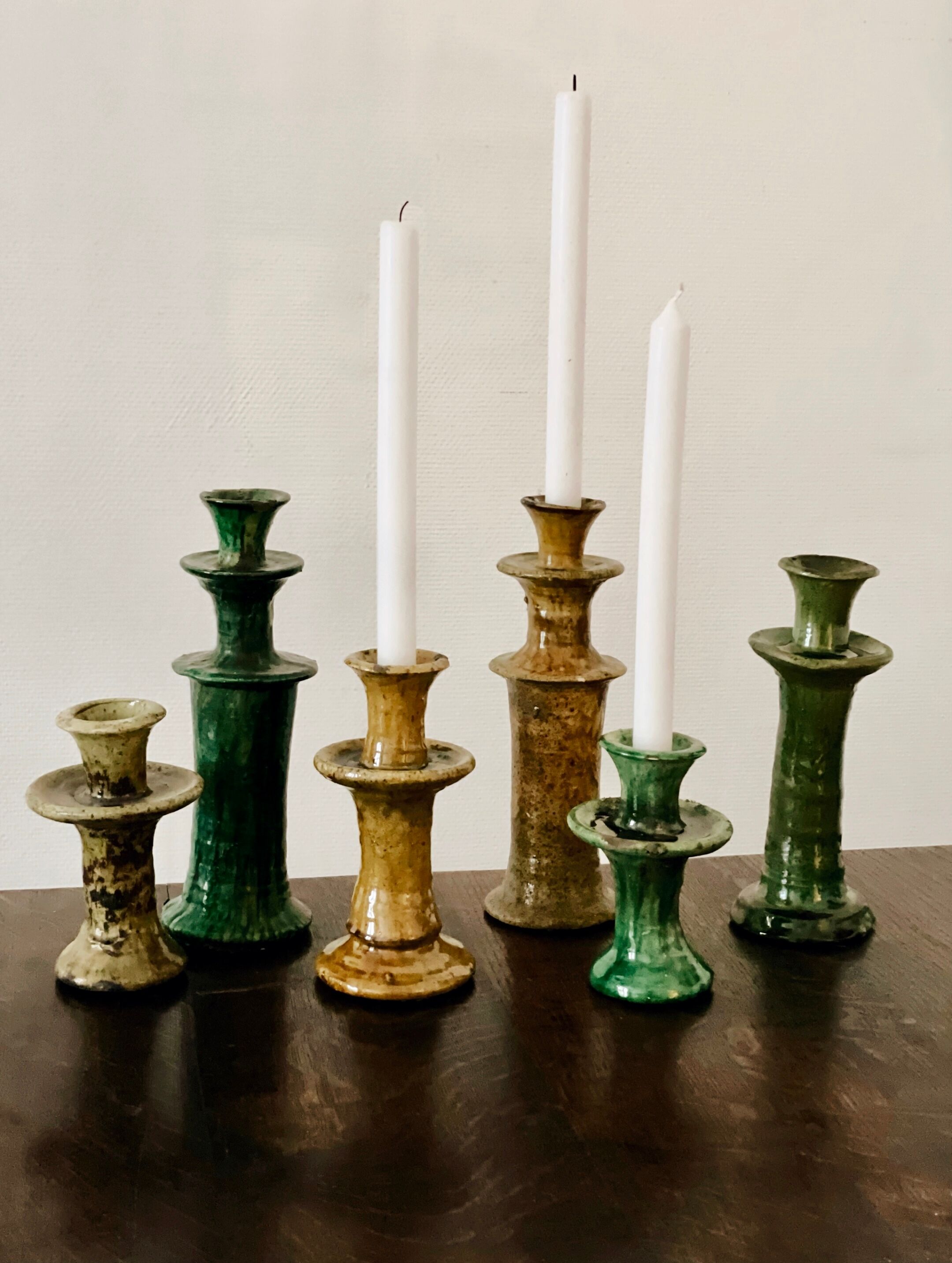 Tamegroute candlestick candlestick enamelled yellow ochre S H15 cm