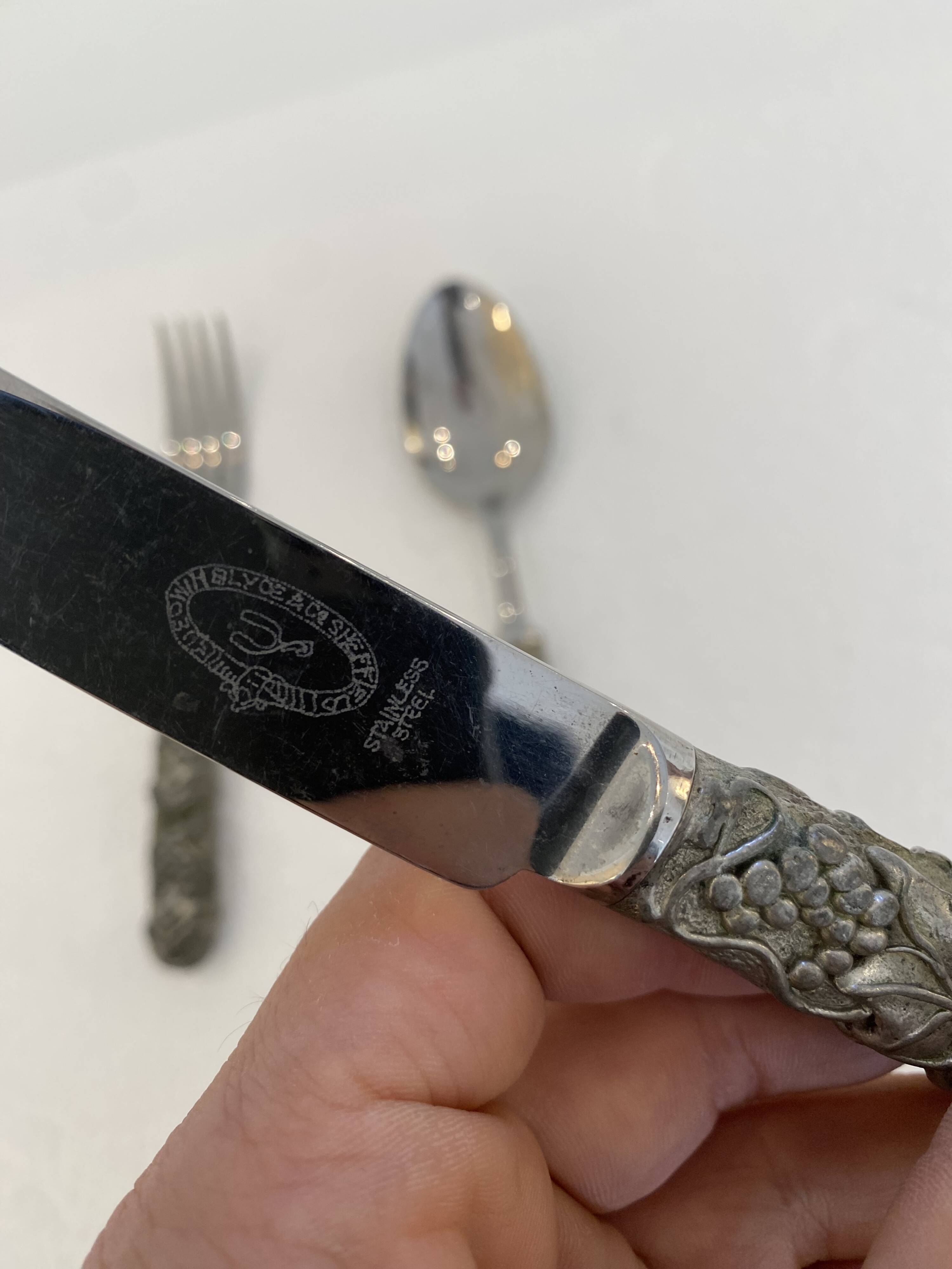Stainless Steel Set of Knife Fork and Spoon Edwin Blyde & Co, 1950s