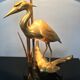 Heron lamp, golden brass animal style