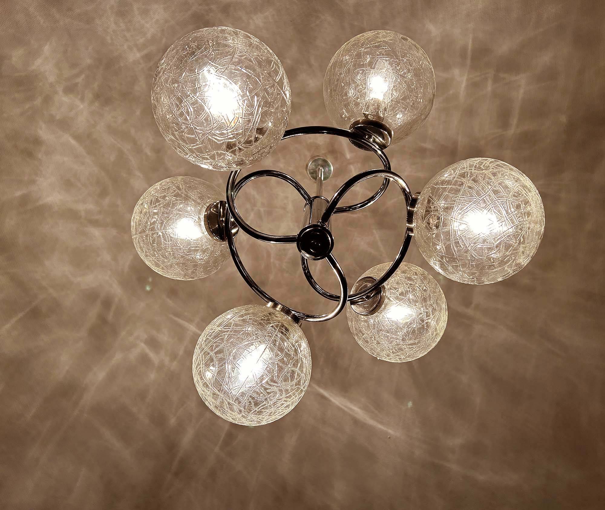Suspension vintage Space Age en verre et chrome