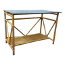 Vintage rattan and smoked glass desk