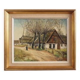 Painting „The Farm under the Willows”, Scandinavian design, 1960s