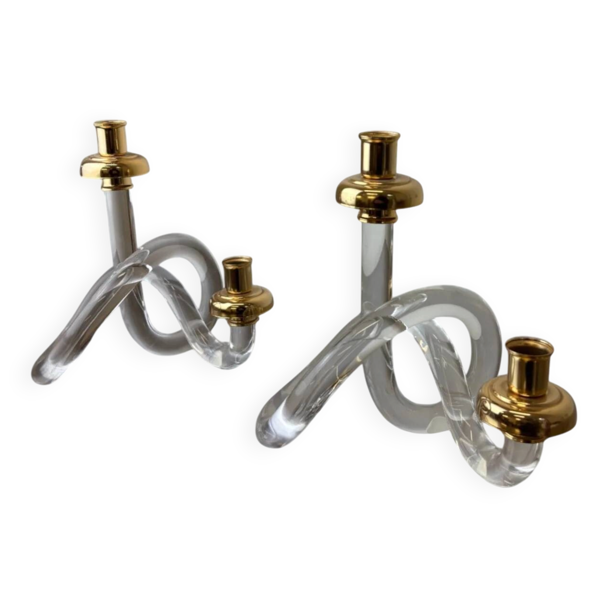Pair of pretzel candlesticks by Dorothy Thorpe, circa 1970