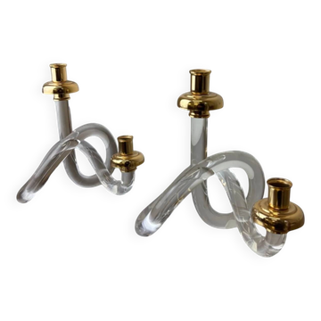 Pair of pretzel candlesticks by Dorothy Thorpe, circa 1970