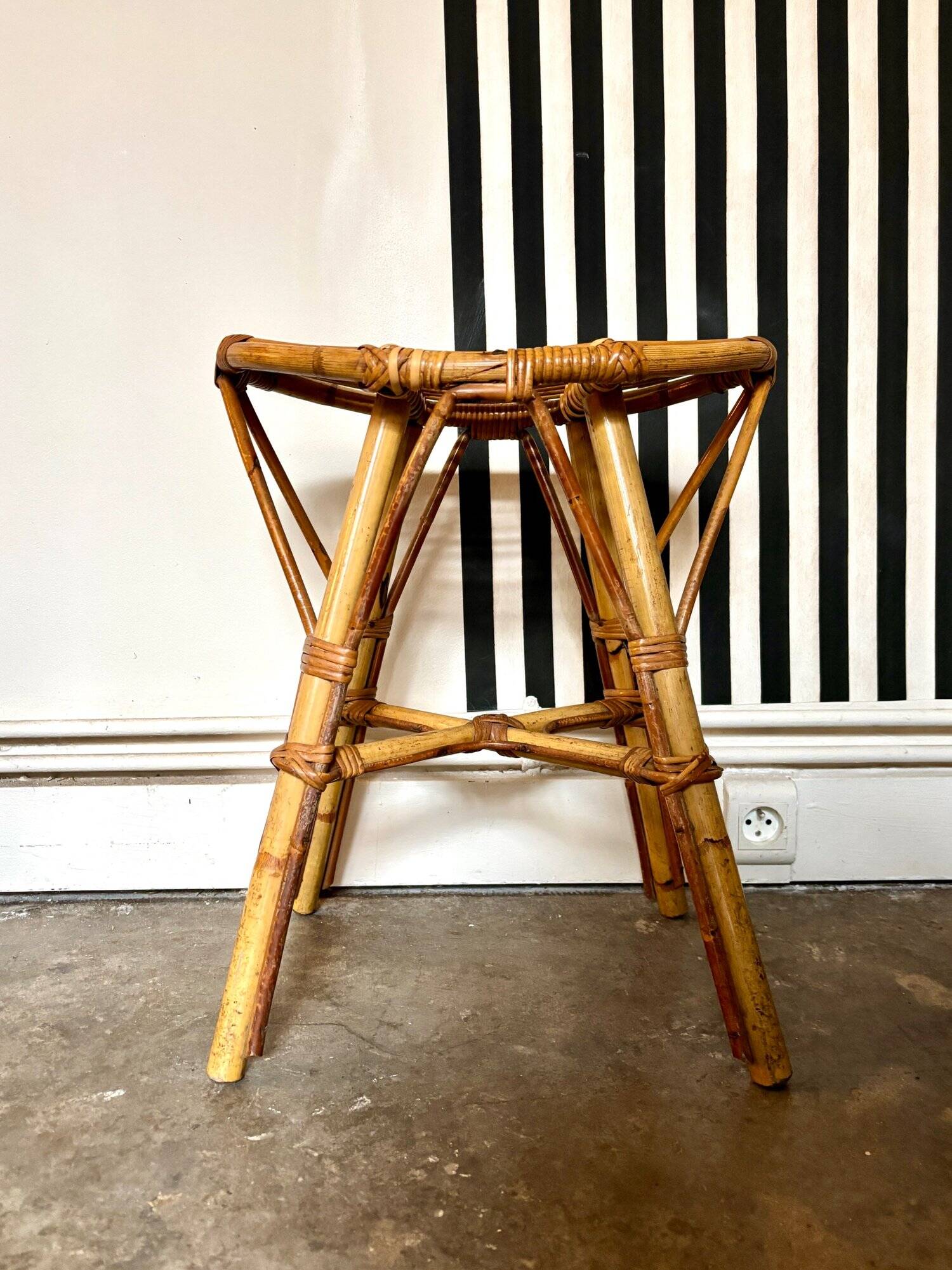 Rattan stool, 1960s-1970s