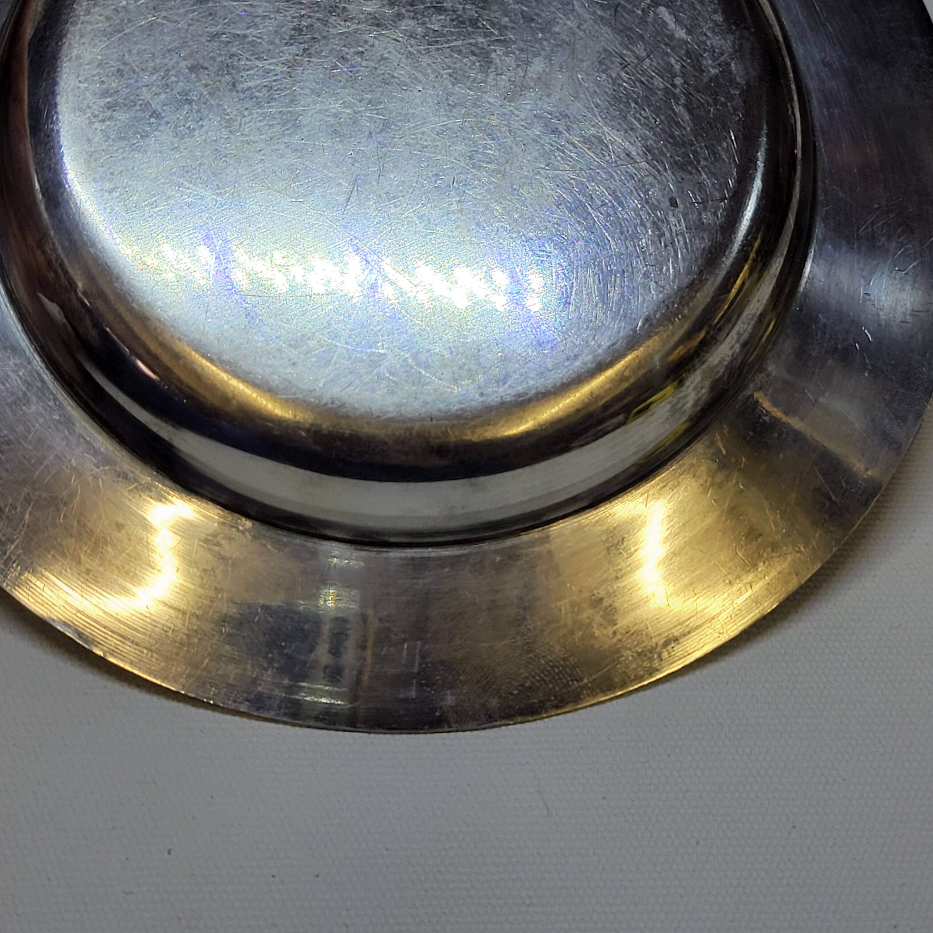 Empty Pocket Bowl Old Art Deco Bouille Plate In Silver Metal