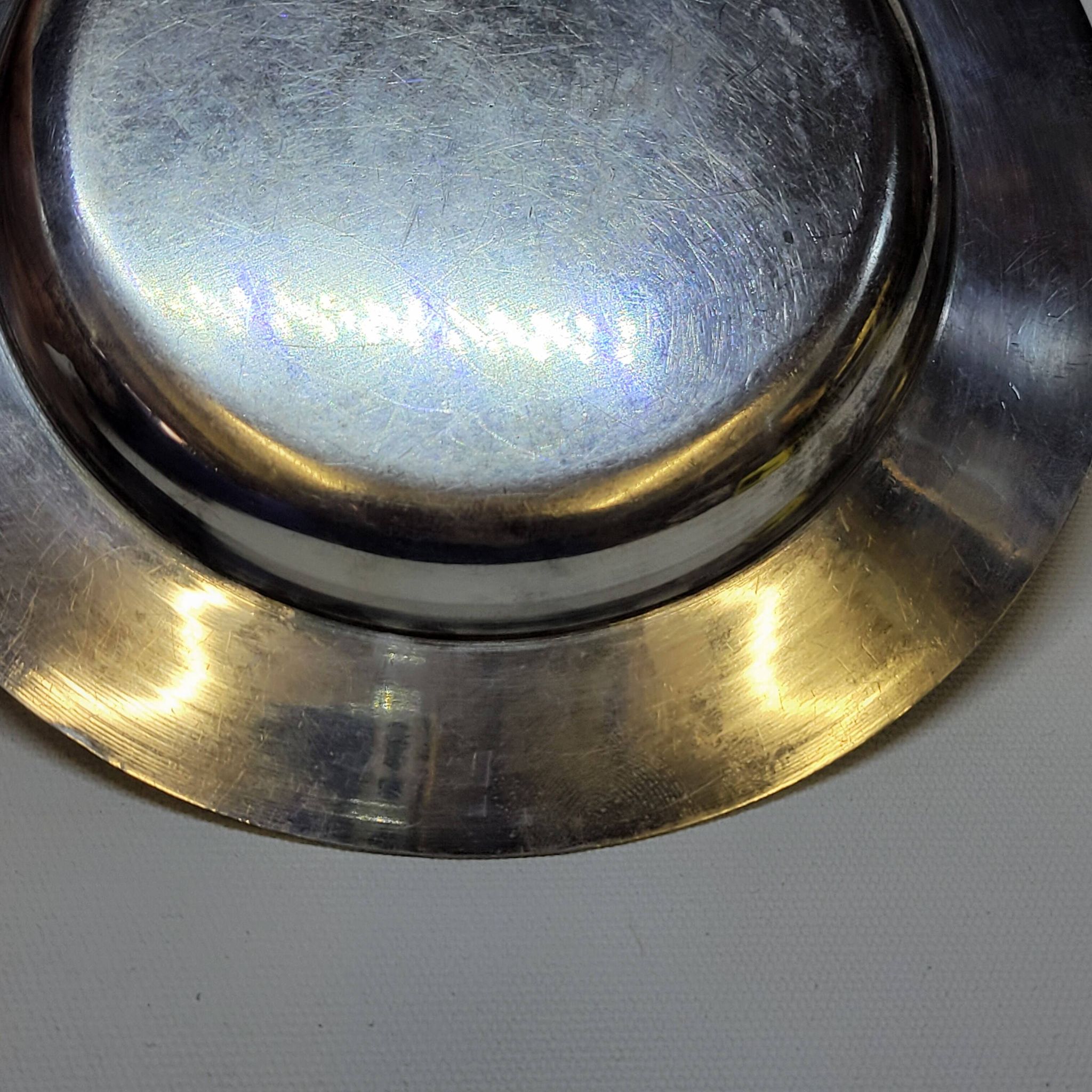 Empty Pocket Bowl Old Art Deco Bouille Plate In Silver Metal