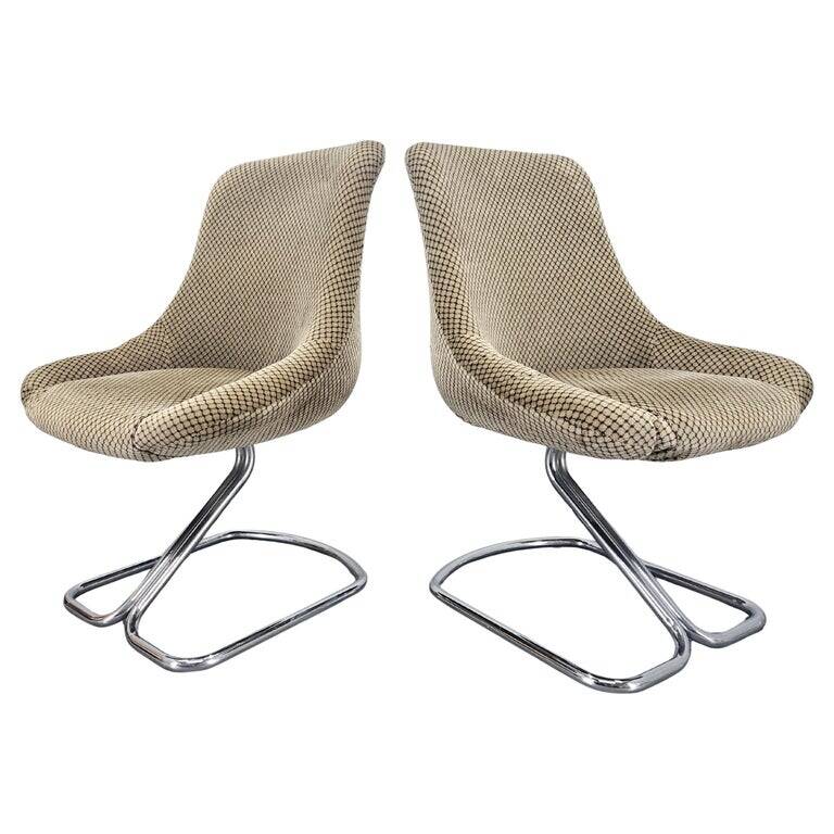 Very Rare Pair of Chairs in the Style of Boris Tabacoff, France, 1970s