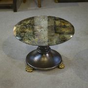 Table basse en fonte et verre églomisé néo-classique 1940’s