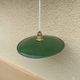 Vintage lampshade in green and white enamelled sheet metal with LED electricity