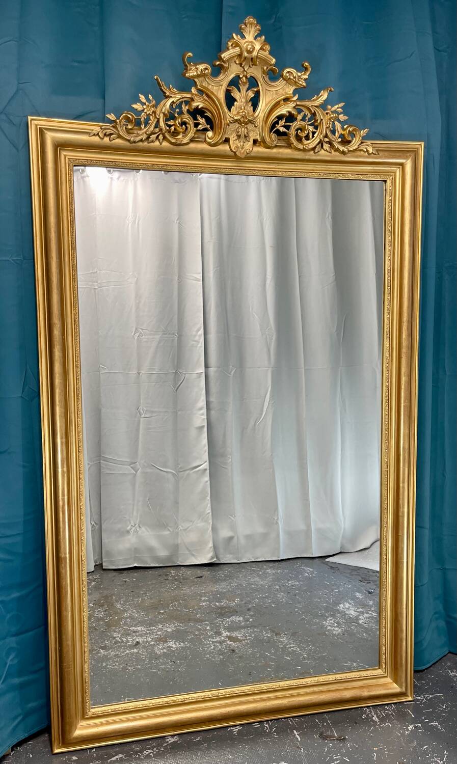 Large old 19th century mirror high 196x 112 cm superb condition