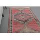 Vintage Turkish Hand-Knotted Wool Cotton Pink Runner Rug 98x330