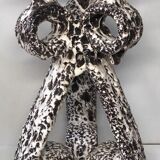 Triple candlestick Fat Lava signed Marius Giuge rare vintage Vallauris